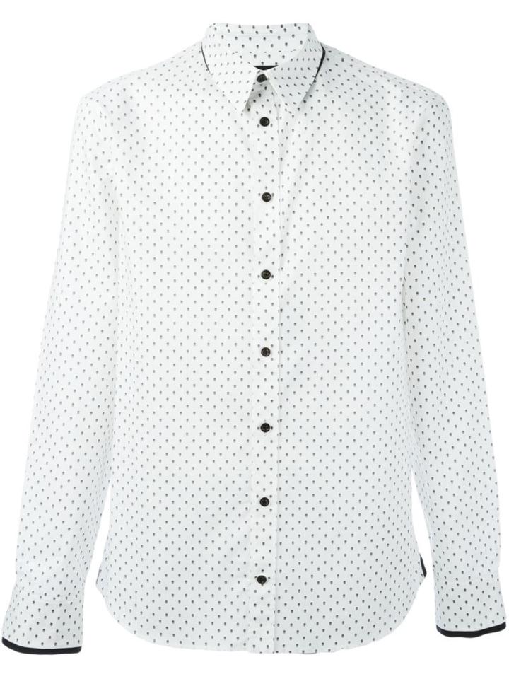 Alexander Mcqueen Mini Skull Print Shirt, Men's, Size: 15 1/2, White, Cotton
