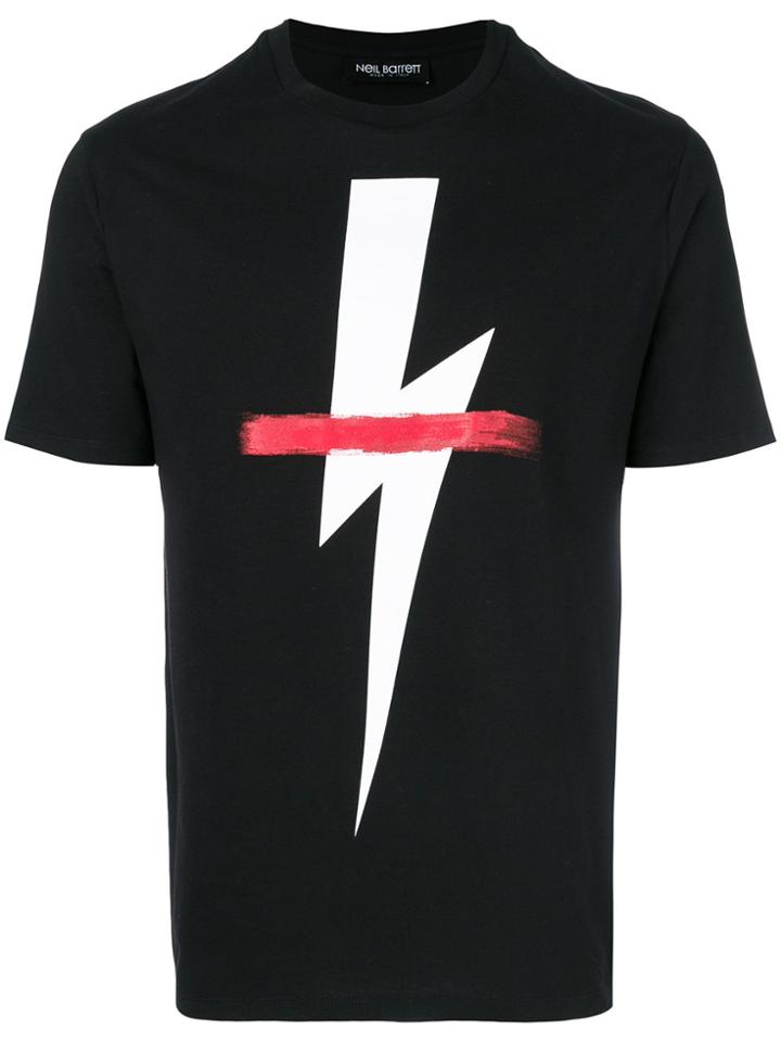 Neil Barrett Lightning Bolt Strikethrough T-shirt - Black