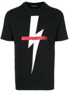 Neil Barrett Lightning Bolt Strikethrough T-shirt - Black