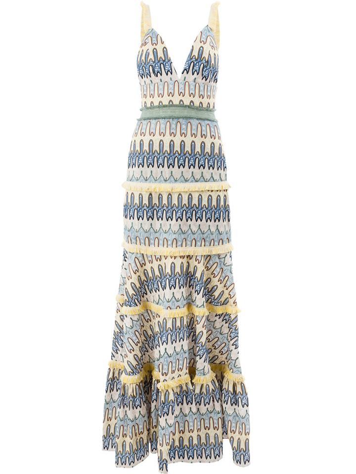 Alexis Tiered Plunge Neck Dress - Multicolour