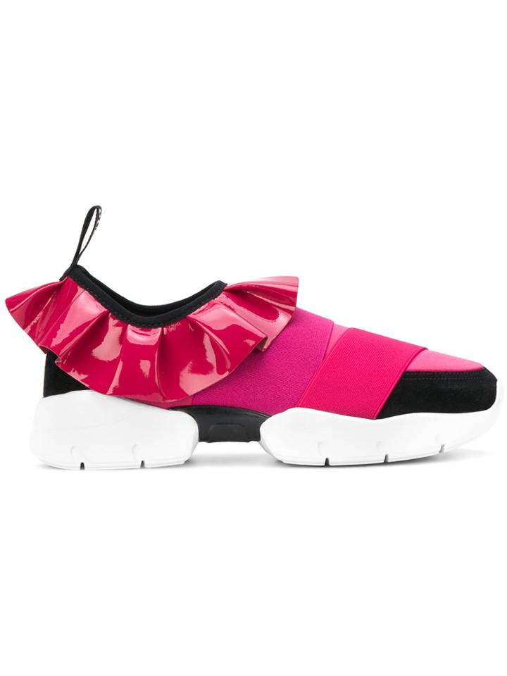 Emilio Pucci Ruffled Slip-on Sneakers - Pink & Purple