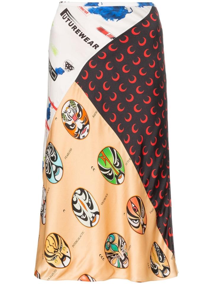 Marine Serre Mix Print Straight Midi-skirt - Multicoloured