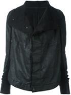 Rick Owens Drkshdw Flap Long Collar Denim Jacket, Women's, Size: Medium, Black, Cotton/spandex/elastane/calf Leather/cotton