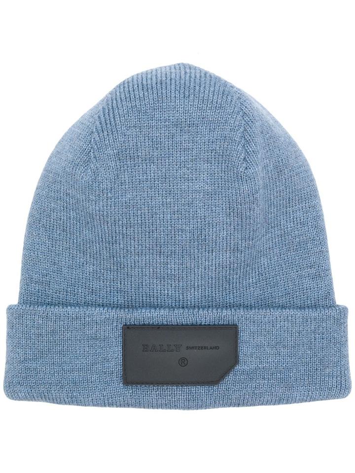 Bally Logo Patch Beanie - Blue