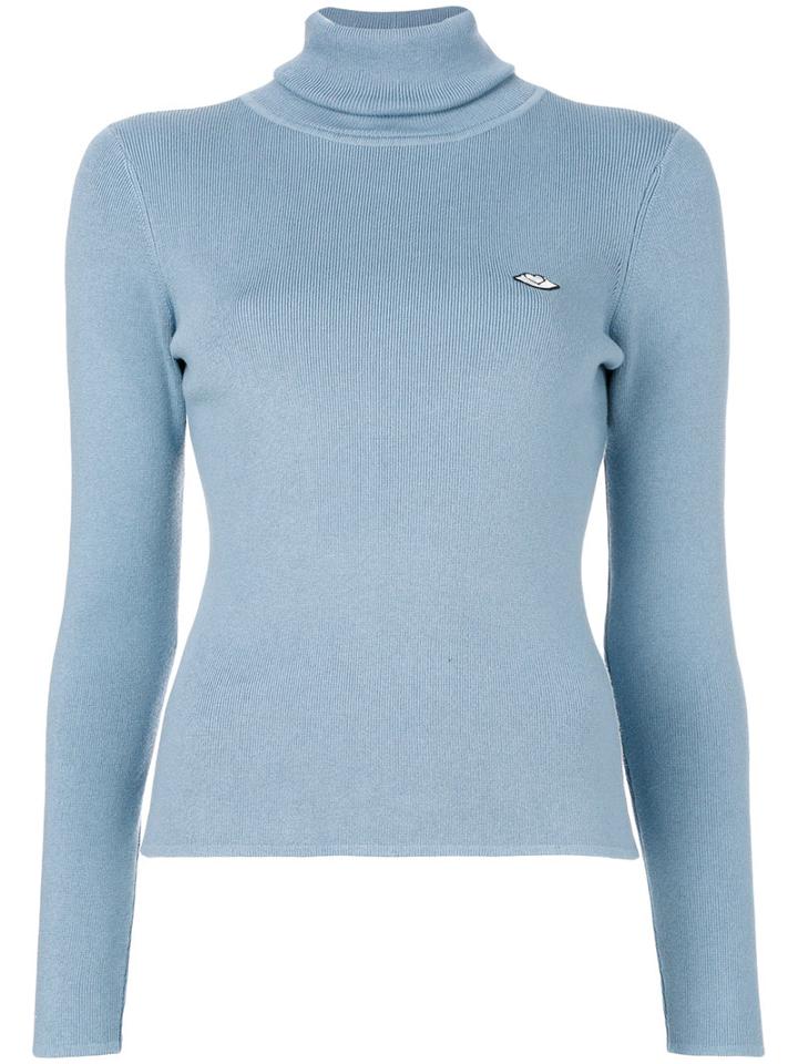 See By Chloé - Fine Knit Sweater - Women - Cotton/nylon/spandex/elastane/wool - L, Blue, Cotton/nylon/spandex/elastane/wool