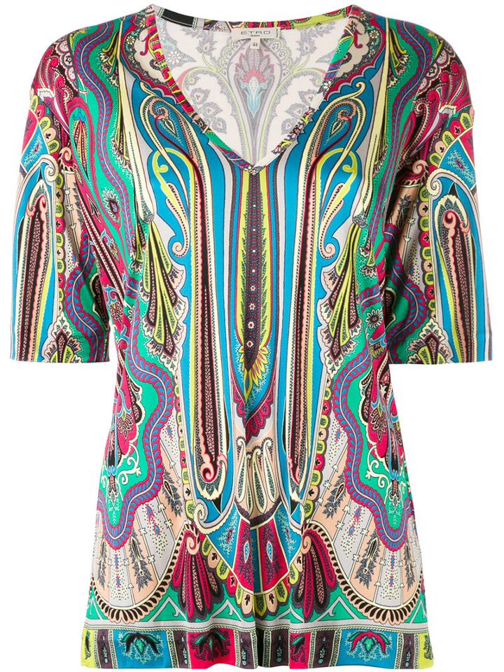Etro - Paisley Print T-shirt - Women - Silk - 44, Green, Silk