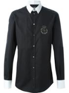 Dolce & Gabbana Contrast Collar & Cuffs Shirt, Men's, Size: 39, Black, Cotton/copper/metallic Fibre/polyester