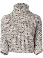 Brunello Cucinelli High Neck Cropped Sweater, Women's, Size: Xs, Nude/neutrals, Silk/cashmere