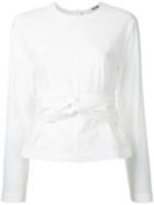 Msgm Knotted Belt Blouse, Women's, Size: 40, White, Cotton/polyurethane/spandex/elastane