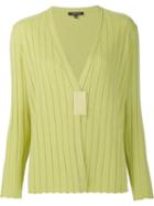 Lafayette 148 Ribbed V Neck Cardigan, Women's, Size: Xl, Green, Cashmere