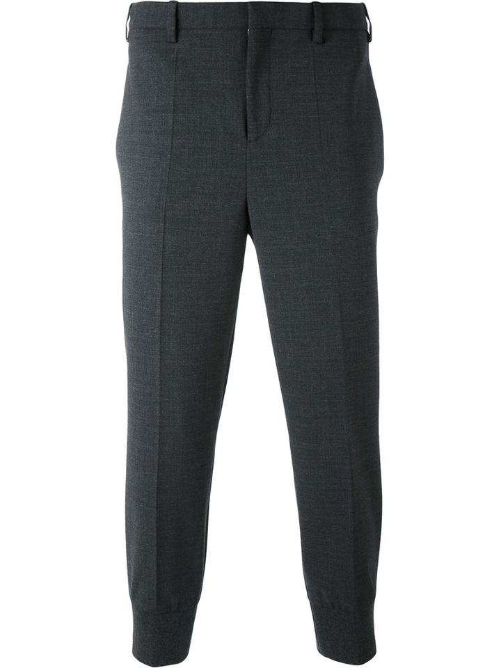 Neil Barrett - Cropped Tailored Trousers - Men - Cotton/polyester/spandex/elastane/virgin Wool - 48, Grey, Cotton/polyester/spandex/elastane/virgin Wool