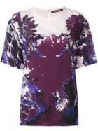Roberto Cavalli Floral Print T-shirt, Women's, Size: 42, Pink/purple, Silk