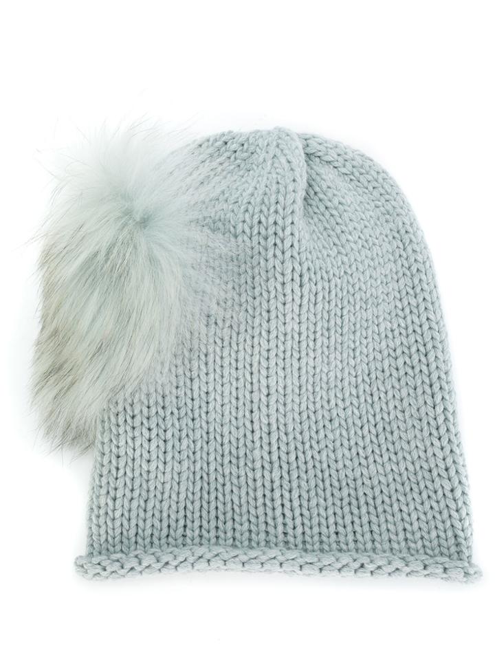 Inverni Pompom Trim Hat - Blue