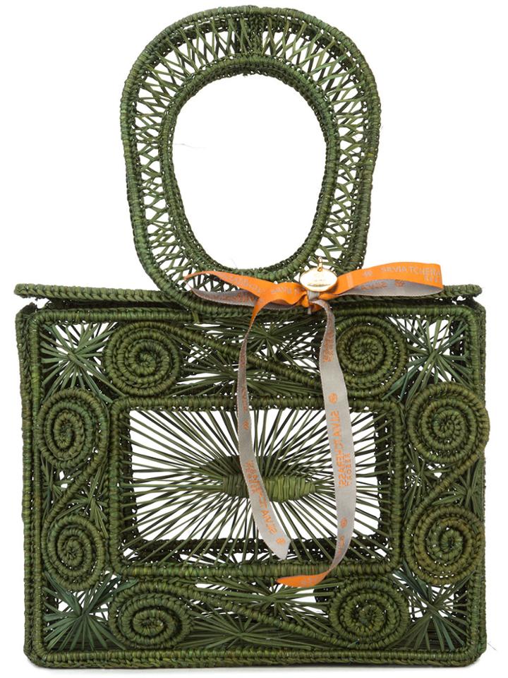 Silvia Tcherassi Woven Tote Box Bag - Green