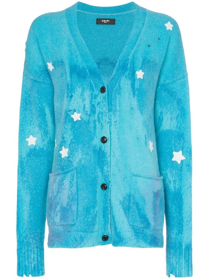 Amiri Star Embroidered Cardigan - Blue