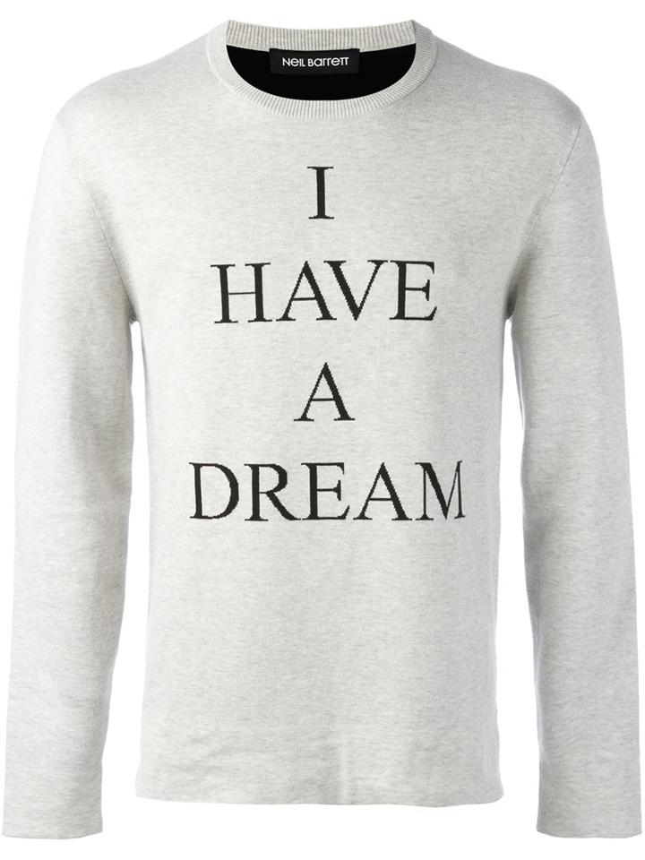 Neil Barrett 'i Have A Dream' Sweater, Men's, Size: Large, Grey, Cotton