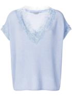 Ermanno Scervino Embellished Neckline Knitted Top - Blue