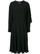 Msgm Long-sleeve Flared Midi Dress - Black