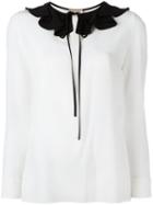 Saint Laurent Ruffle Collar Blouse, Women's, Size: 38, White, Silk