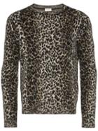 Saint Laurent Leopard Print Knit Jumper - Black