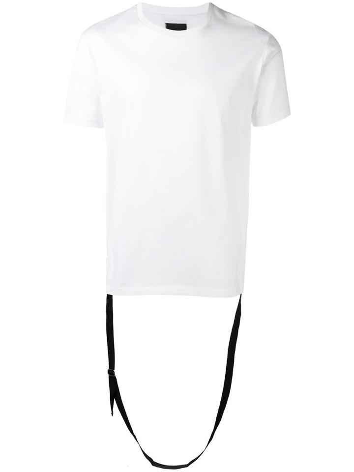 Les Hommes Strap Detail T-shirt, Men's, Size: Medium, White, Cotton