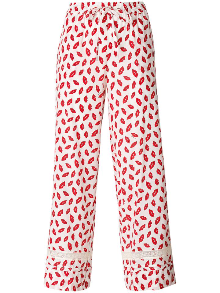 P.a.r.o.s.h. Lips Print Trousers - White