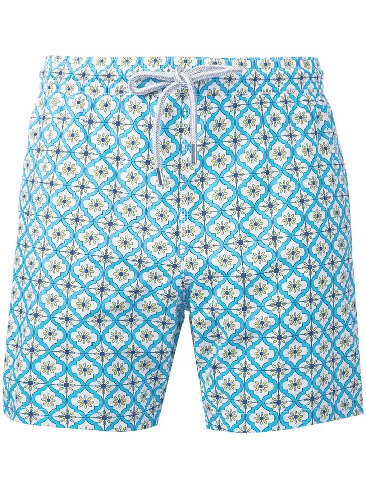 Capricode - Tile Print Swim Shorts - Men - Polyamide - S, Blue, Polyamide
