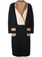 Max Mara Colour Block Coat, Women's, Size: 38, Black, Angora/virgin Wool