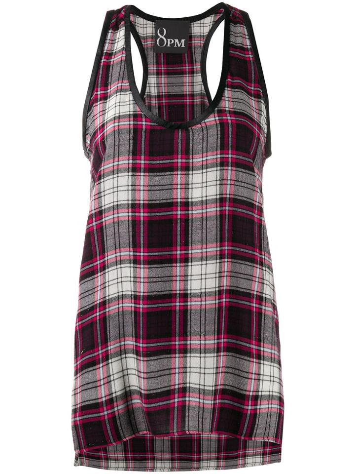 8pm Plaid Longline Tank Top - Pink