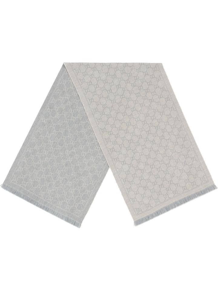 Gucci Gg Jacquard Knit Scarf - Grey