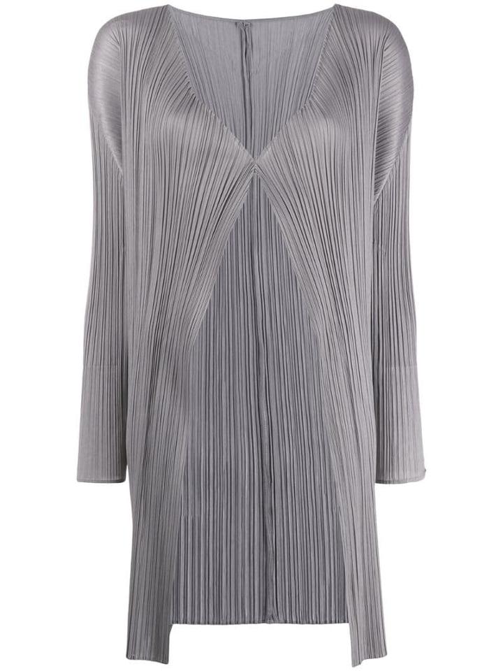 Pleats Please By Issey Miyake Pleated Long Sleeve Jacket - Grey