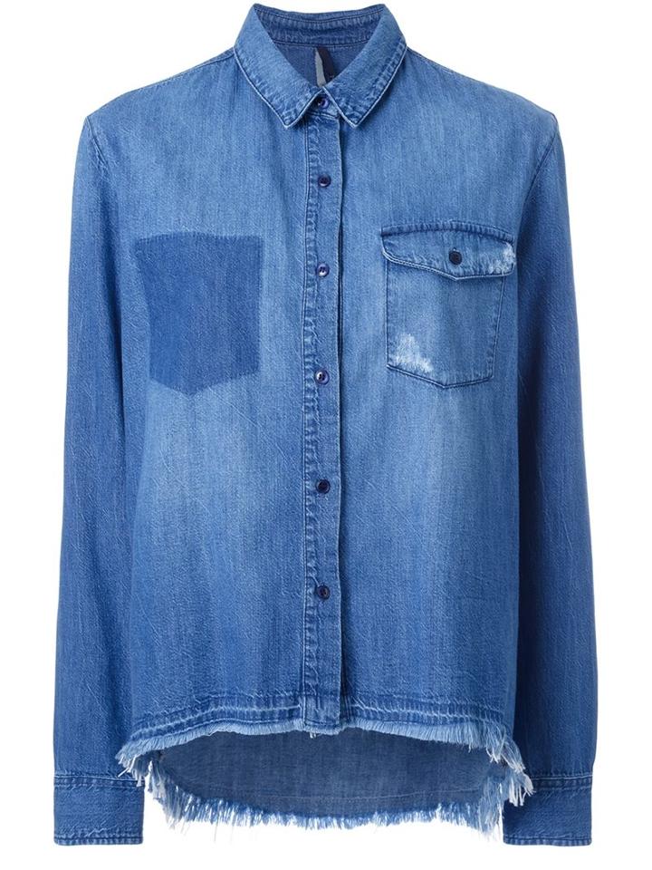 Nobody Denim Curved Shirt, Women's, Size: Xs, Blue, Cotton