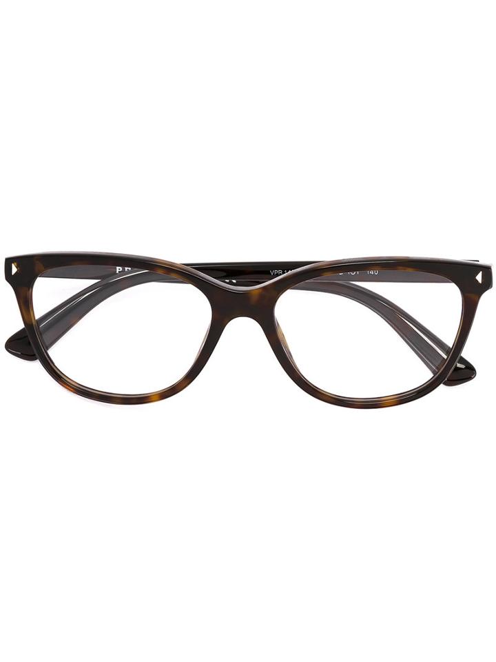 Prada Eyewear - Square Frame Glasses - Women - Acetate - 52, Black, Acetate