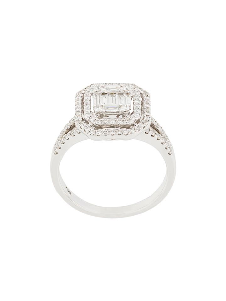 Gemco 18kt White Gold Square Cut Diamond Ring - Metallic