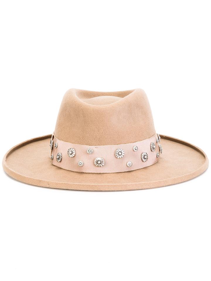 The Kooples Embellished Felt Hat, Women's, Size: 57, Nude/neutrals, Wool/cotton/viscose/metal (other)