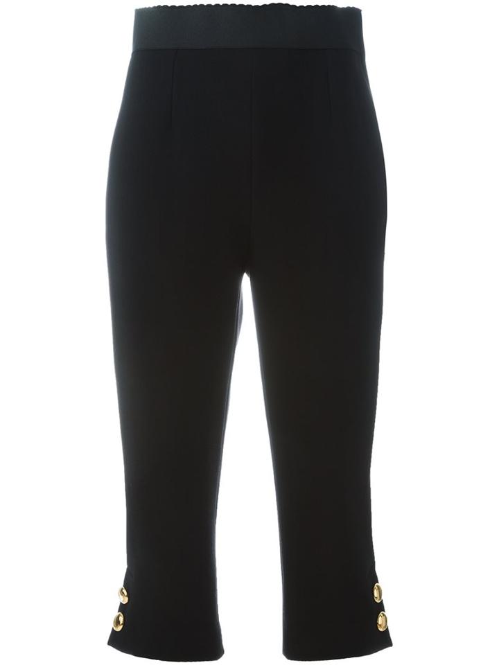 Dolce & Gabbana Cropped Trousers, Women's, Size: 44, Black, Polyester/spandex/elastane/wool