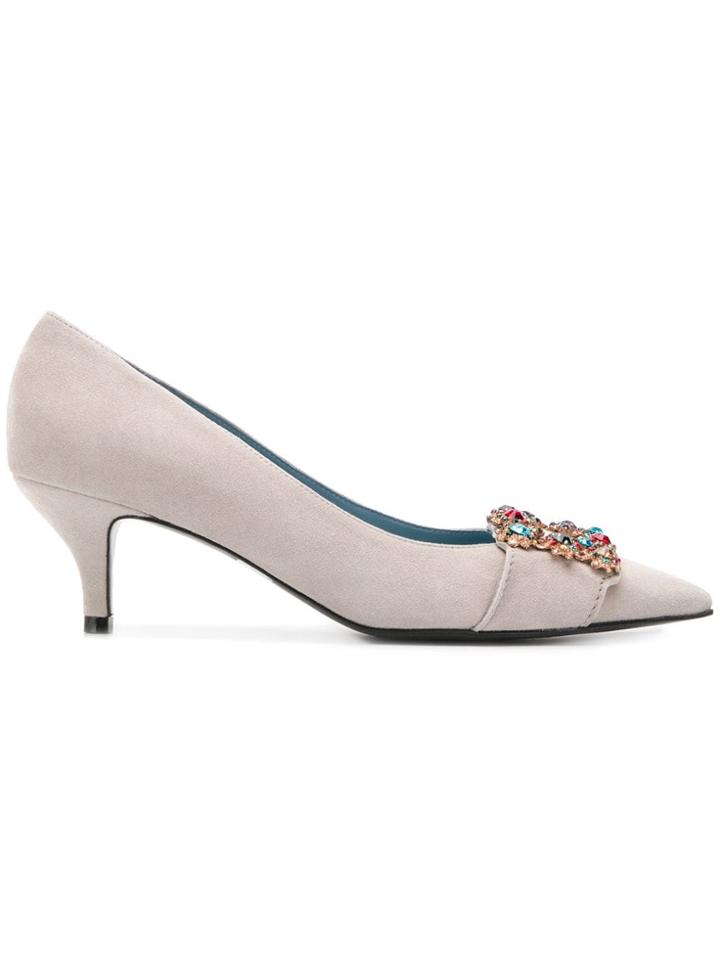 Kennel & Schmenger Crystal Buckled Pumps - Grey