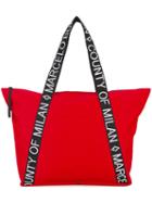 Marcelo Burlon County Of Milan - Branded Strap Tote - Women - Cotton/polyester - One Size, Women's, Red, Cotton/polyester