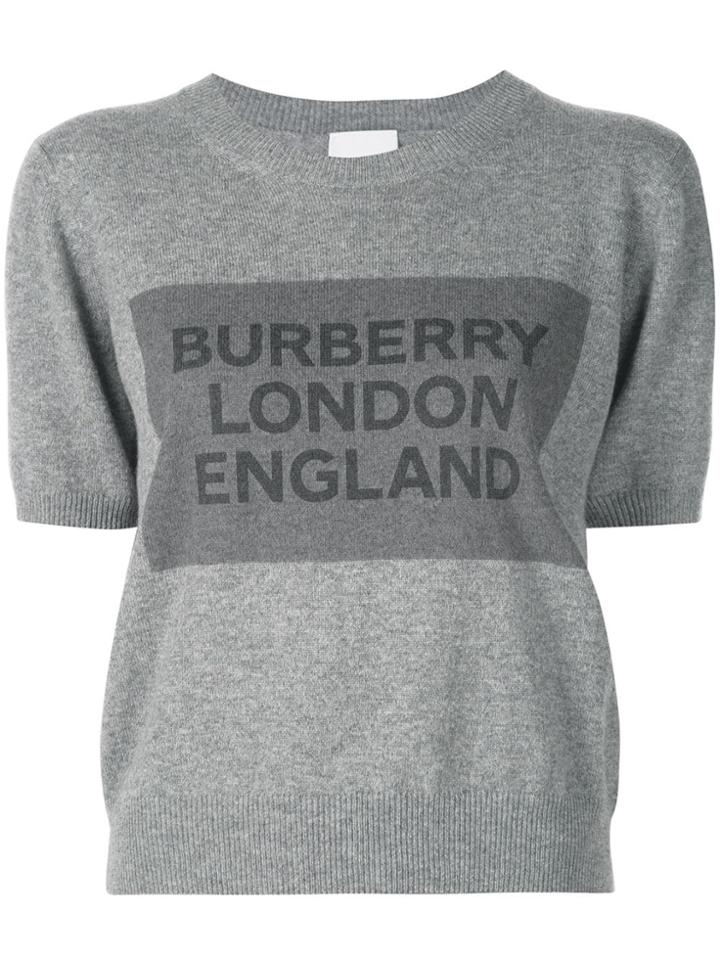 Burberry Knit Logo Print Top - Grey