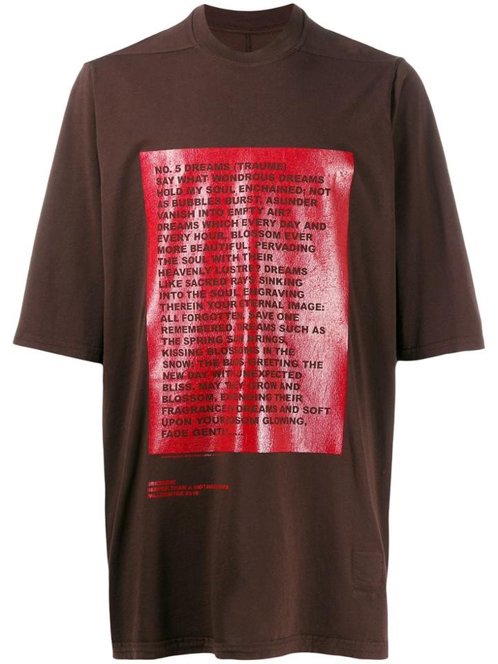 Rick Owens Drkshdw Poem Print T-shirt - Brown