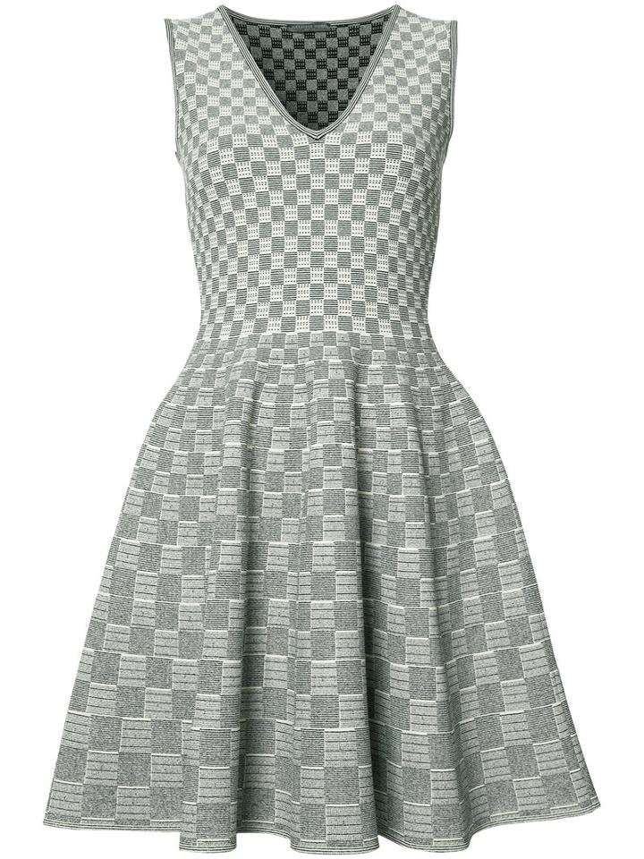 Alexander Mcqueen Jacquard Check Skater Dress, Women's, Size: Small, Black, Viscose/polyester