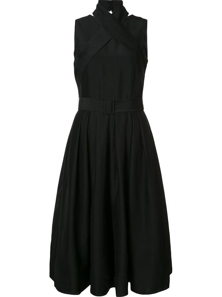 Martin Grant Belted Dress, Women's, Size: 38, Black, Cupro/silk