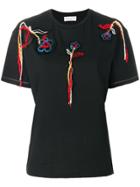 Sonia Rykiel Floral Embroidered T-shirt - Black