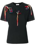 Sonia Rykiel Floral Embroidered T-shirt - Black