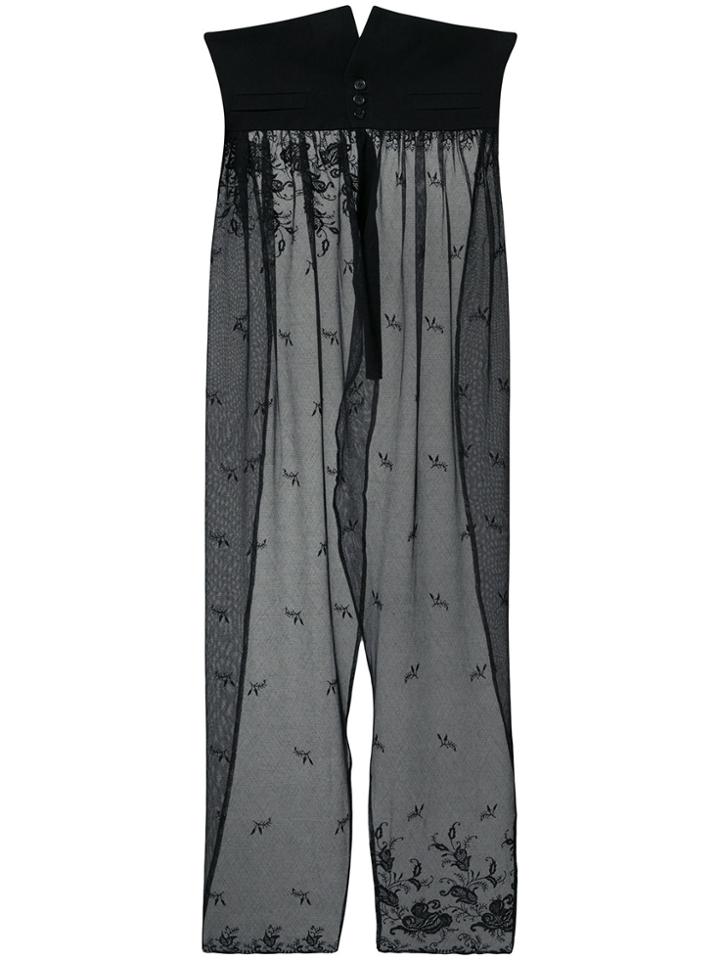 Ann Demeulemeester Semi-sheer Apron Trousers - Black