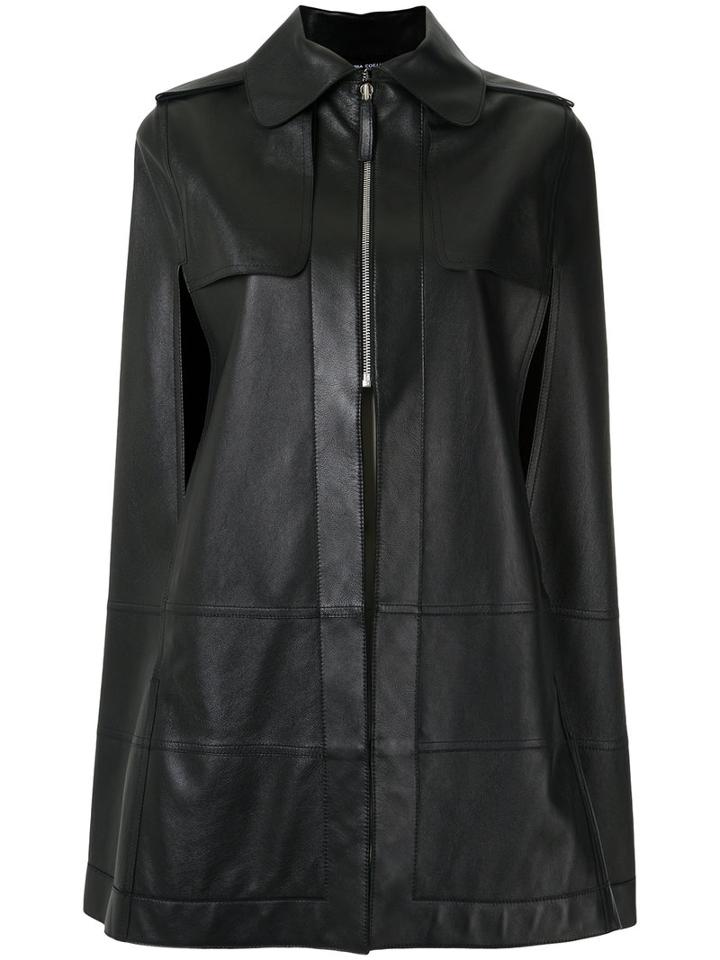 Gloria Coelho - Leather Cape - Women - Leather - M, Black, Leather