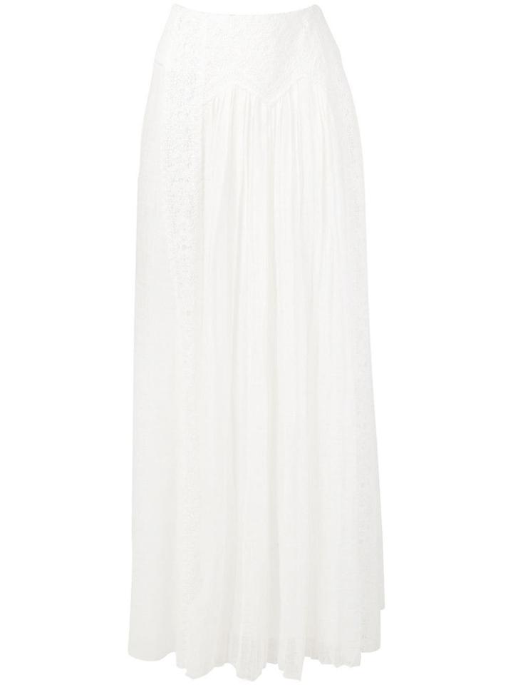 Alberta Ferretti Lace Inserts Long Skirt - White