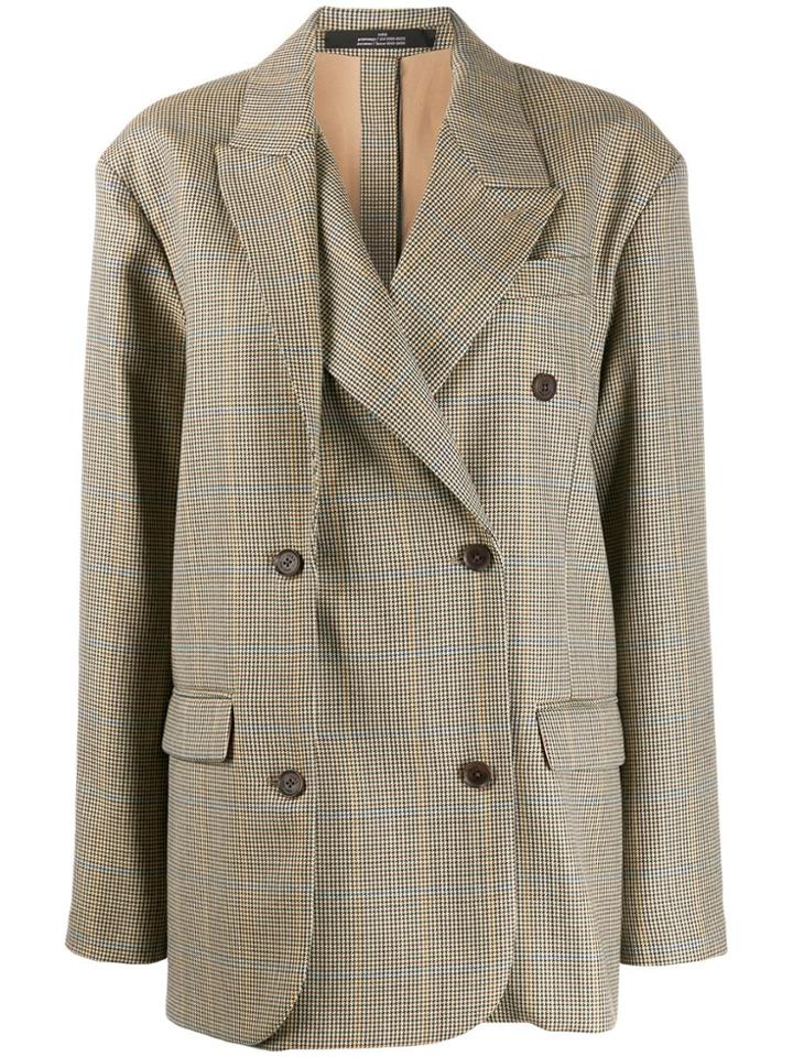 Rokh Check Double-breasted Jacket - Neutrals