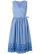 P.a.r.o.s.h. Striped Wrap Dress, Women's, Blue, Cotton/polyamide/spandex/elastane