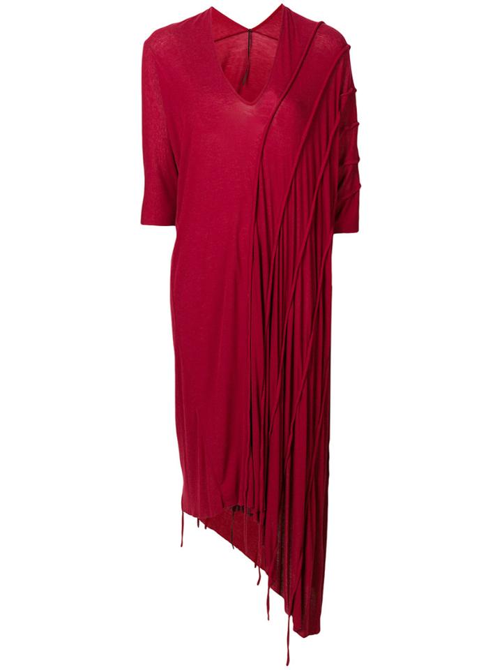 Masnada Draped Midi Sweater Dress - Red